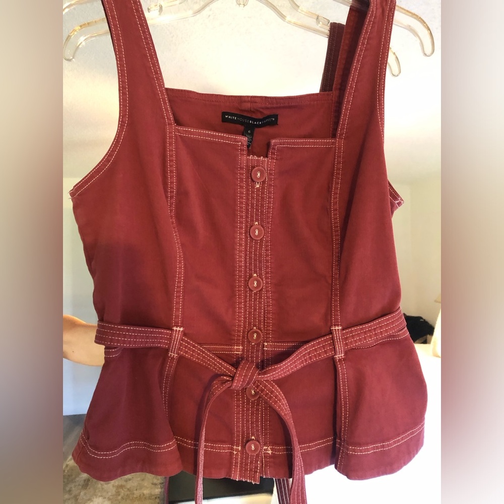 White House Black Market Sienna Red casual Sleeveless Top. Machine washable.